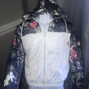 Men’s white floral full zipped windbreaker